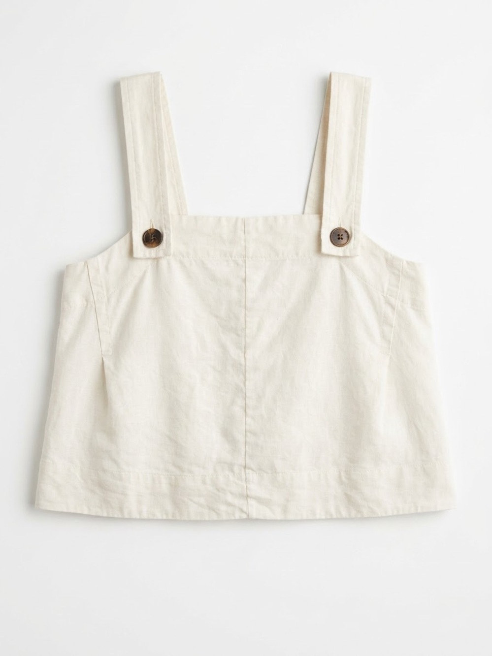 Everlane Cream Ivory Linen Apron Tank Cropped Size 8